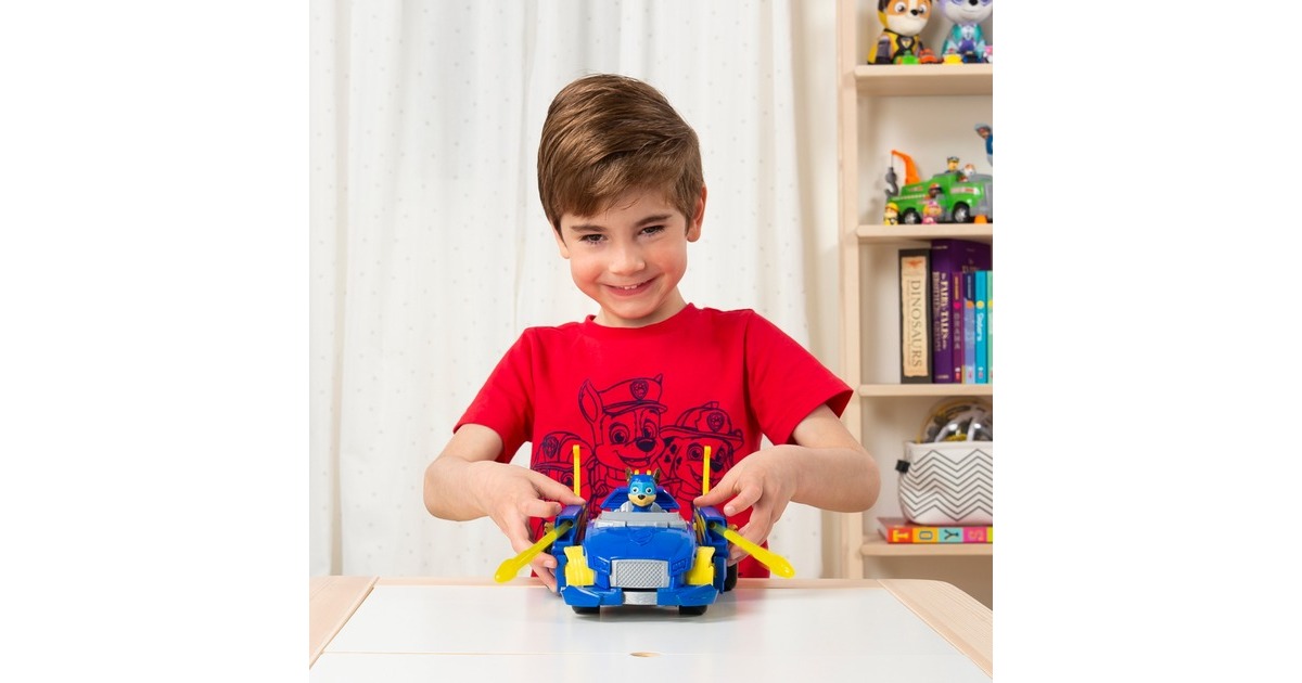 Spin Master Paw Patrol, Mighty Pups Super Paws - Chases Powered Up Fahrzeug, Spielfahrzeug(Verwandlungsfähiges Fahrzeug mit Figur)