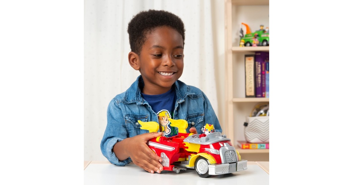 Spin Master Paw Patrol, Mighty Pups Super Paws - Marshalls Powered Up Fahrzeug, Spielfahrzeug(Verwandlungsfähiges Fahrzeug mit Figur)