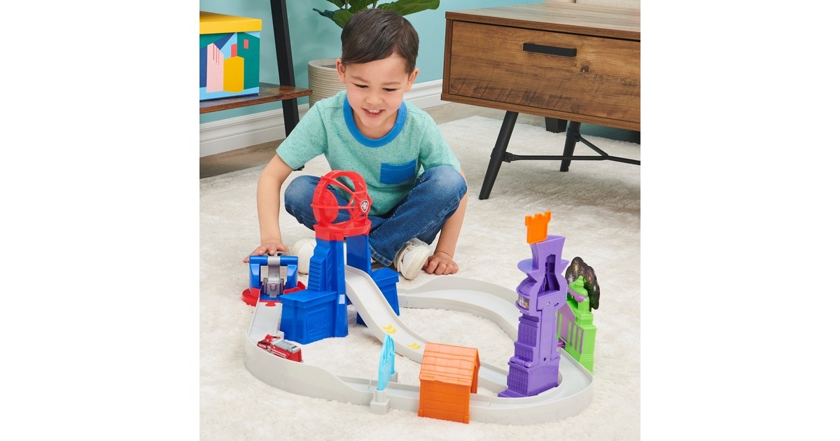Spin Master Paw Patrol, True Metal Total City Rescue Movie Rennstrecken-Set, Rennbahn(mit exklusivem Marshall-Fahrzeug)