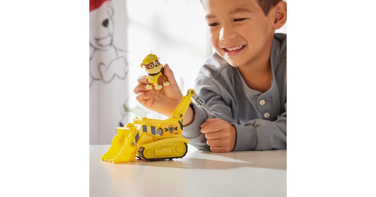 Spin Master Paw Patrol - Baustellen-Fahrzeug mit Rubble-Figur, Spielfahrzeug(gelb)