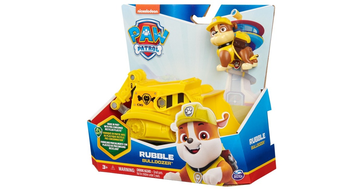 Spin Master Paw Patrol - Baustellen-Fahrzeug mit Rubble-Figur, Spielfahrzeug(gelb)