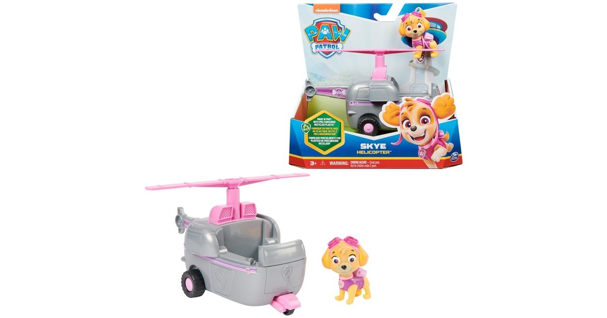 Spin Master Paw Patrol - Helikopter mit Skye-Figur, Spielfahrzeug(grau/rosa)