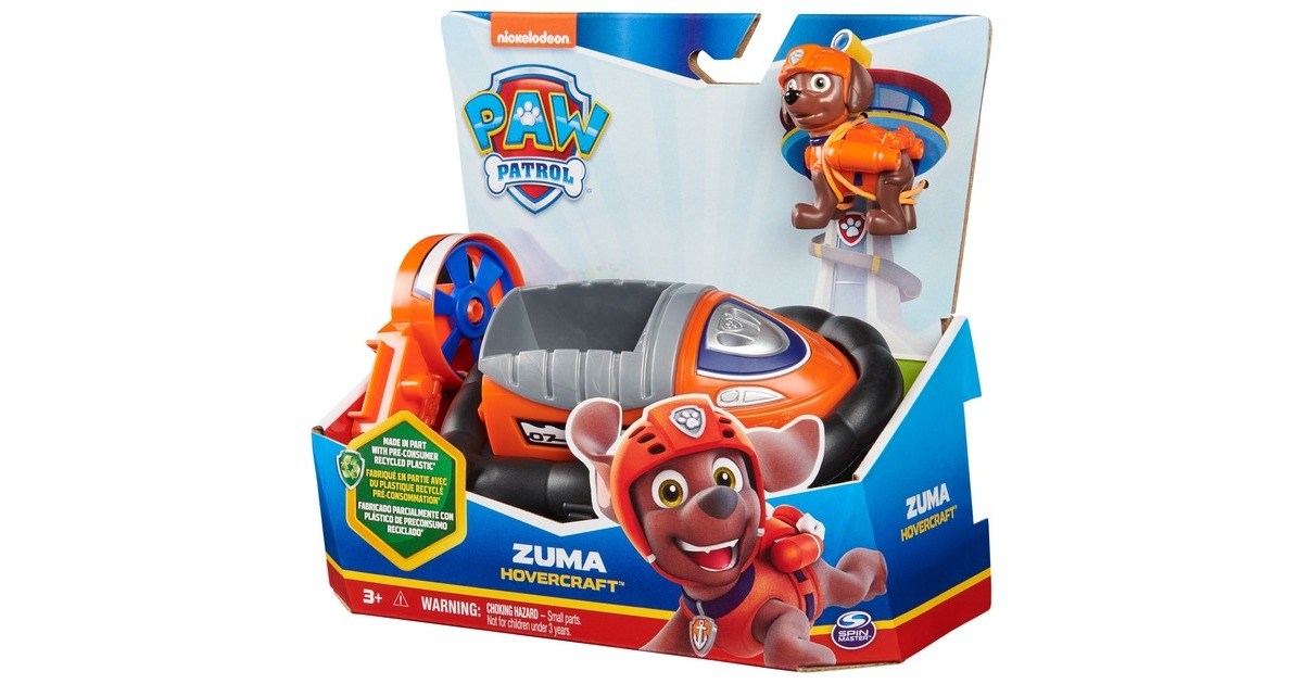 Spin Master Paw Patrol - Luftkissenboot mit Zuma-Figur, Spielfahrzeug(orange/schwarz)