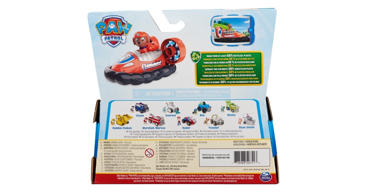 Spin Master Paw Patrol - Luftkissenboot mit Zuma-Figur, Spielfahrzeug(orange/schwarz)