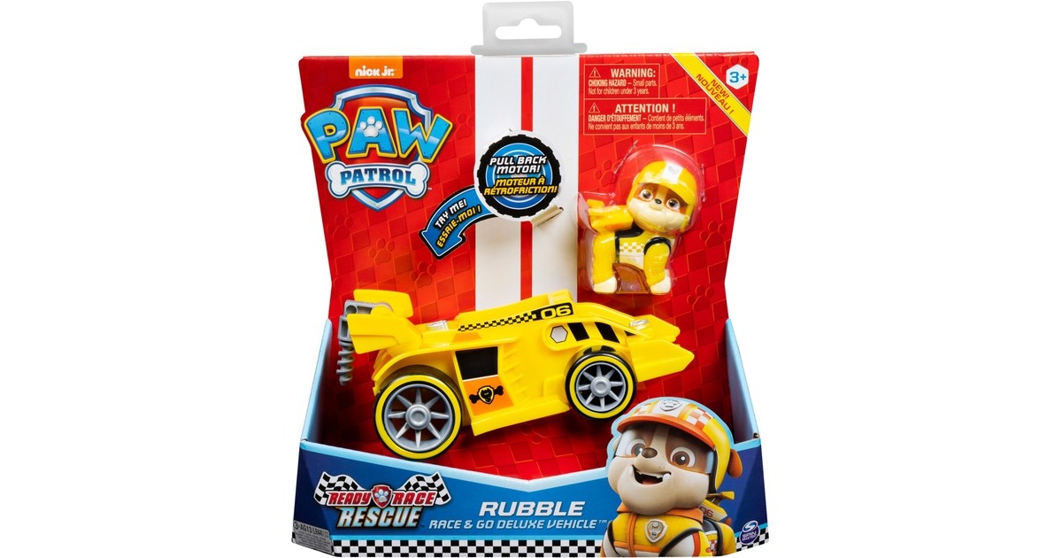 Spin Master Paw Patrol - Ready, Race, Rescue, Rubbles Race & Go Deluxe Basis Fahrzeug, Spielfahrzeug(mit Figur)