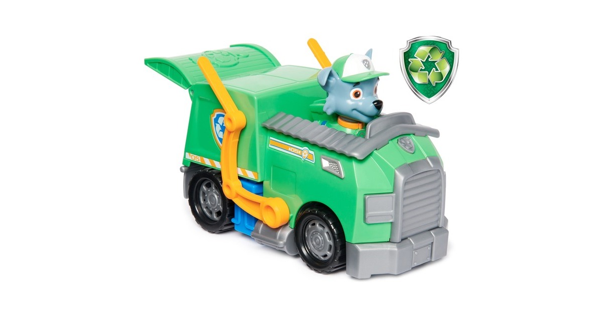 Spin Master Paw Patrol - Recycling-Truck mit Rocky-Figur, Spielfahrzeug(grün/grau)