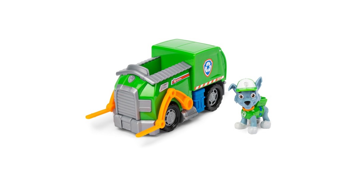 Spin Master Paw Patrol - Recycling-Truck mit Rocky-Figur, Spielfahrzeug(grün/grau)