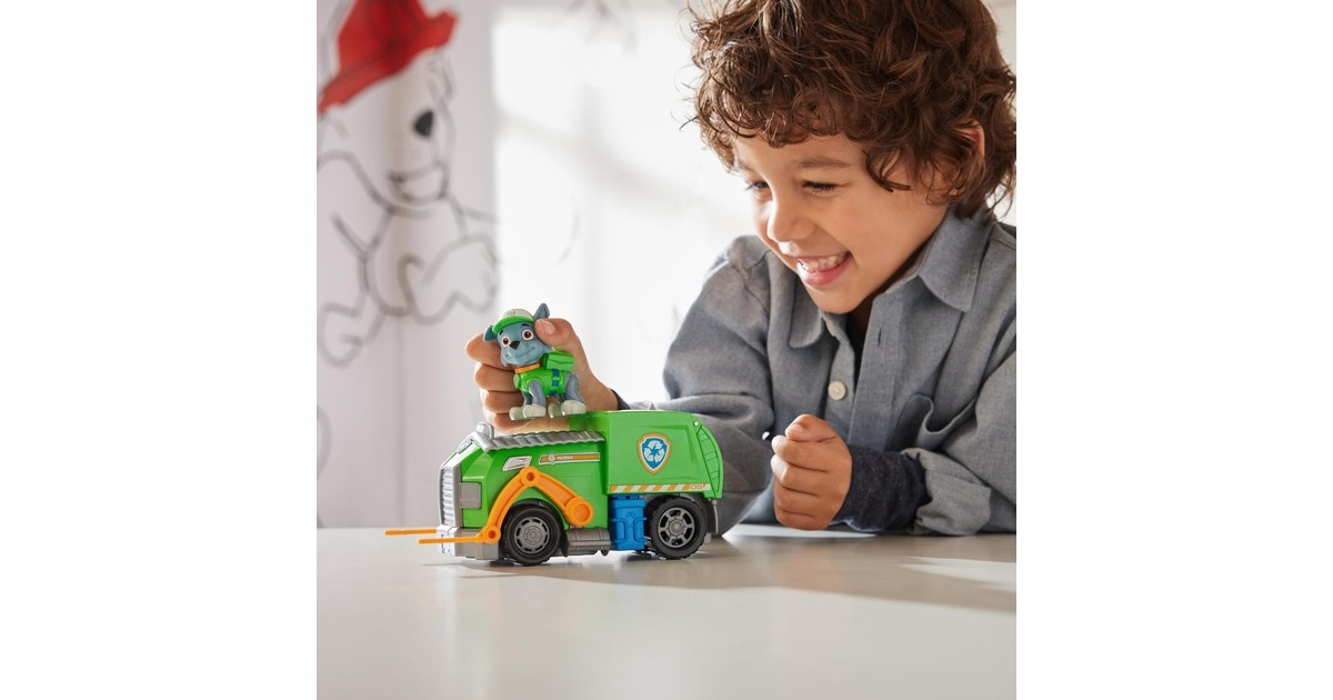 Spin Master Paw Patrol - Recycling-Truck mit Rocky-Figur, Spielfahrzeug(grün/grau)
