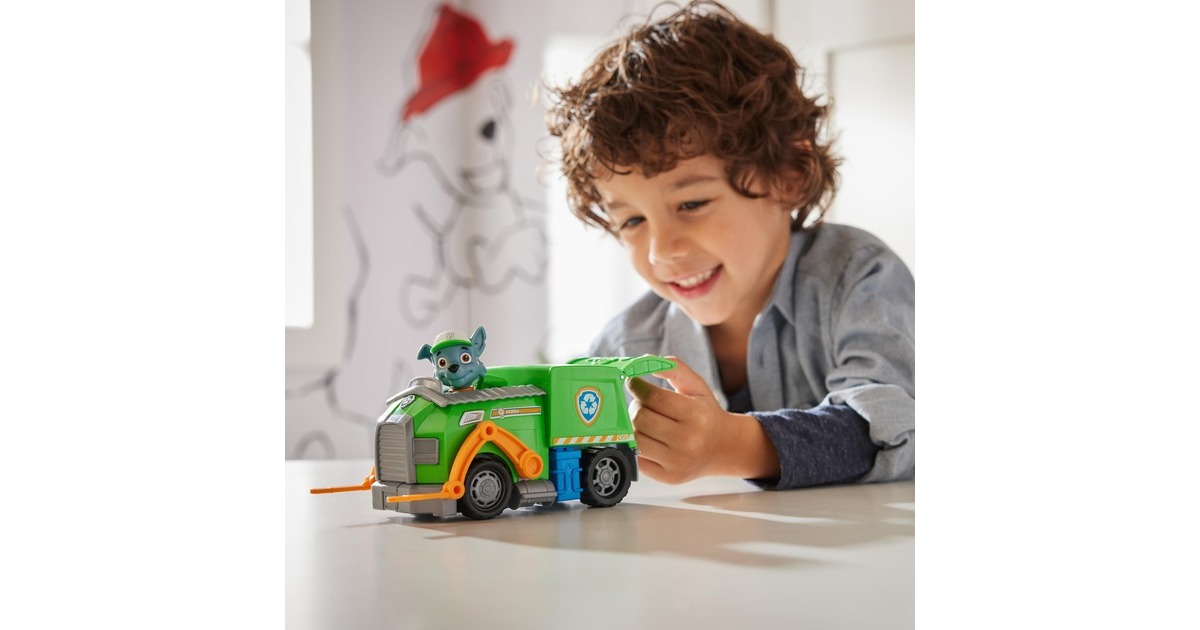 Spin Master Paw Patrol - Recycling-Truck mit Rocky-Figur, Spielfahrzeug(grün/grau)