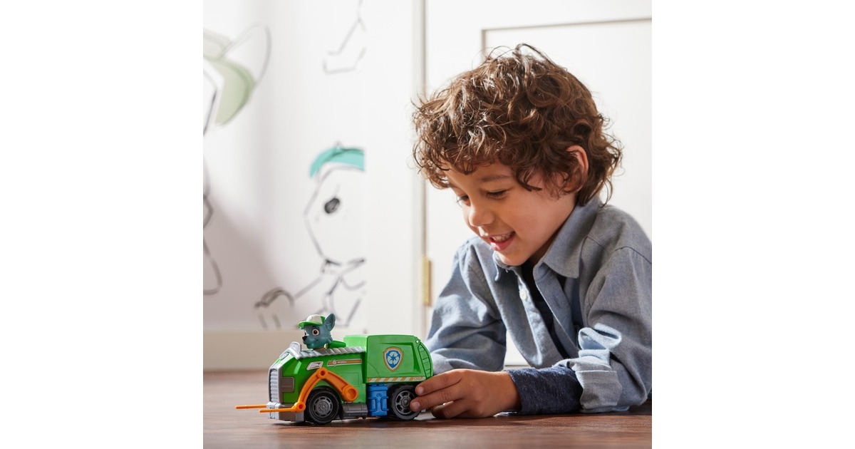 Spin Master Paw Patrol - Recycling-Truck mit Rocky-Figur, Spielfahrzeug(grün/grau)