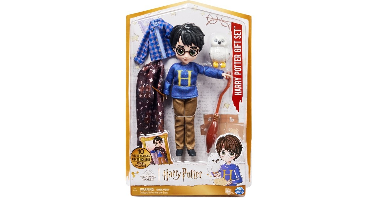 Spin Master Wizarding World Harry Potter - Geschenkset mit Harry Potter-Puppe, Spielfigur(ca. 20,3 cm groß, inkl. Besen, Tarnumhang und weiterem Zubehör)