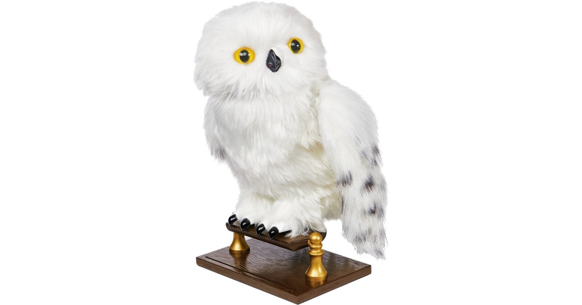 Spin Master Wizarding World Harry Potter - Interaktive Plüsch-Eule Hedwig, Kuscheltier(weiß/grau, Mit über 15 Geräuschen und Bewegungen)
