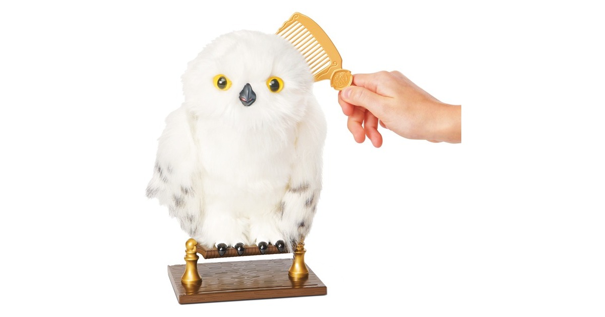 Spin Master Wizarding World Harry Potter - Interaktive Plüsch-Eule Hedwig, Kuscheltier(weiß/grau, Mit über 15 Geräuschen und Bewegungen)