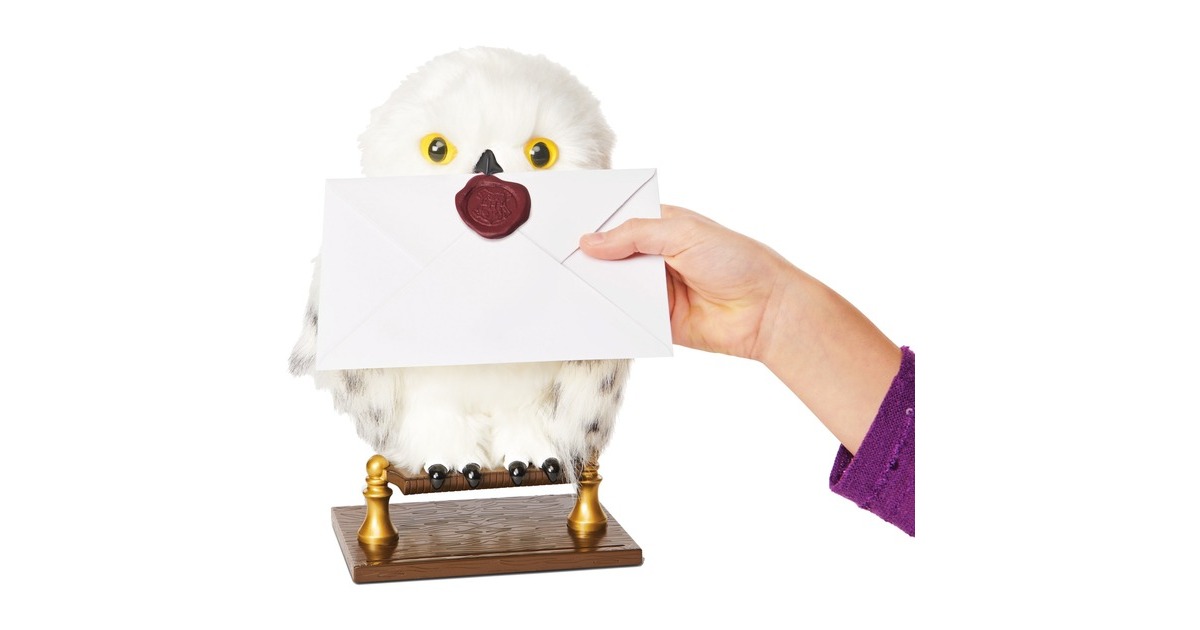 Spin Master Wizarding World Harry Potter - Interaktive Plüsch-Eule Hedwig, Kuscheltier(weiß/grau, Mit über 15 Geräuschen und Bewegungen)