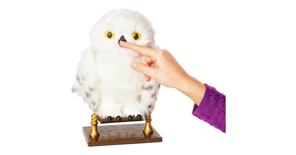 Spin Master Wizarding World Harry Potter - Interaktive Plüsch-Eule Hedwig, Kuscheltier(weiß/grau, Mit über 15 Geräuschen und Bewegungen)