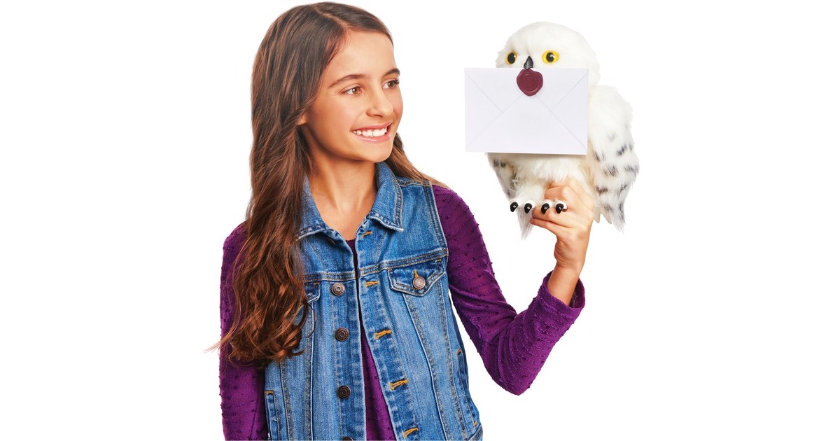 Spin Master Wizarding World Harry Potter - Interaktive Plüsch-Eule Hedwig, Kuscheltier(weiß/grau, Mit über 15 Geräuschen und Bewegungen)