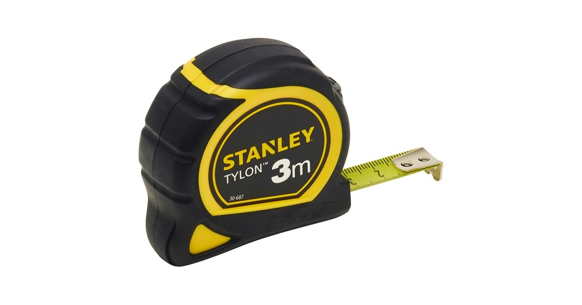 Stanley Bandmaß Tylon, 3 Meter(schwarz/gelb, 12,7mm)