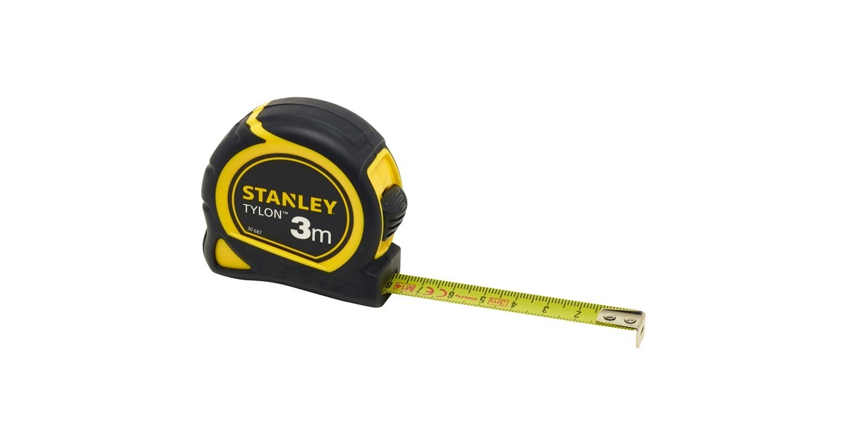 Stanley Bandmaß Tylon, 3 Meter(schwarz/gelb, 12,7mm)