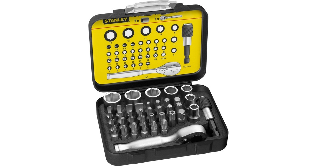 Stanley Bit-Satz 1/4", 39-teilig(schwarz, mit Umschaltknarre)