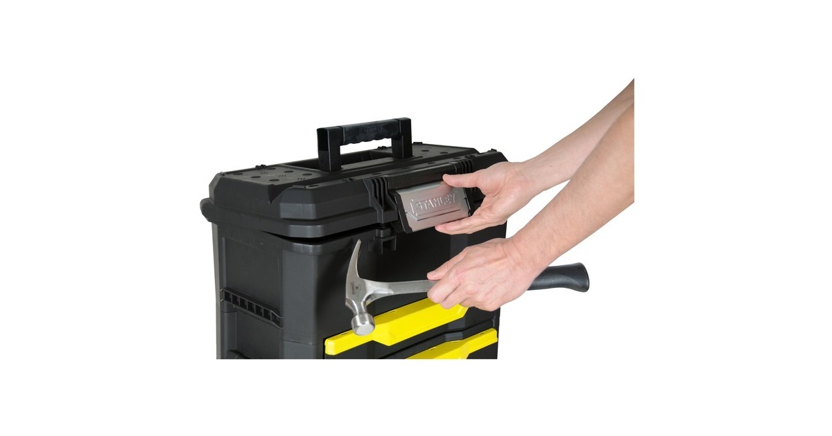 Stanley Rollende Werkstatt 3-in-1, Werkzeugwagen(schwarz/gelb, mit Trolley-Griff)