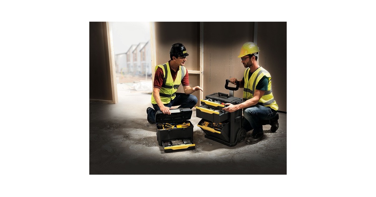 Stanley Rollende Werkstatt 3-in-1, Werkzeugwagen(schwarz/gelb, mit Trolley-Griff)