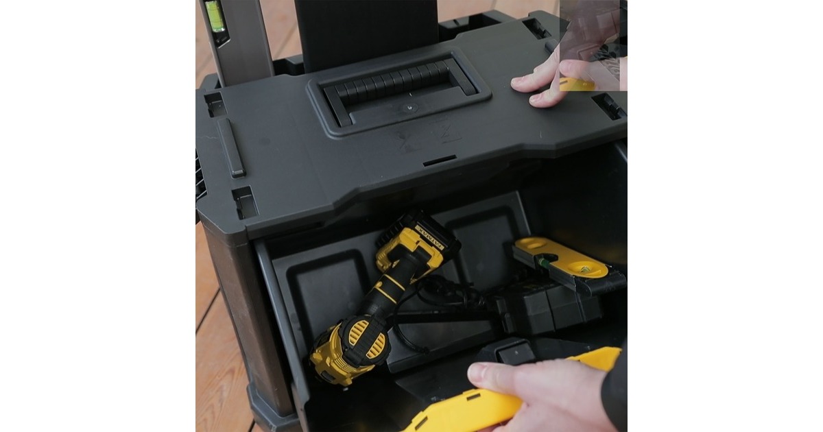 Stanley Rollende Werkstatt 3-in-1, Werkzeugwagen(schwarz/gelb, mit Trolley-Griff)