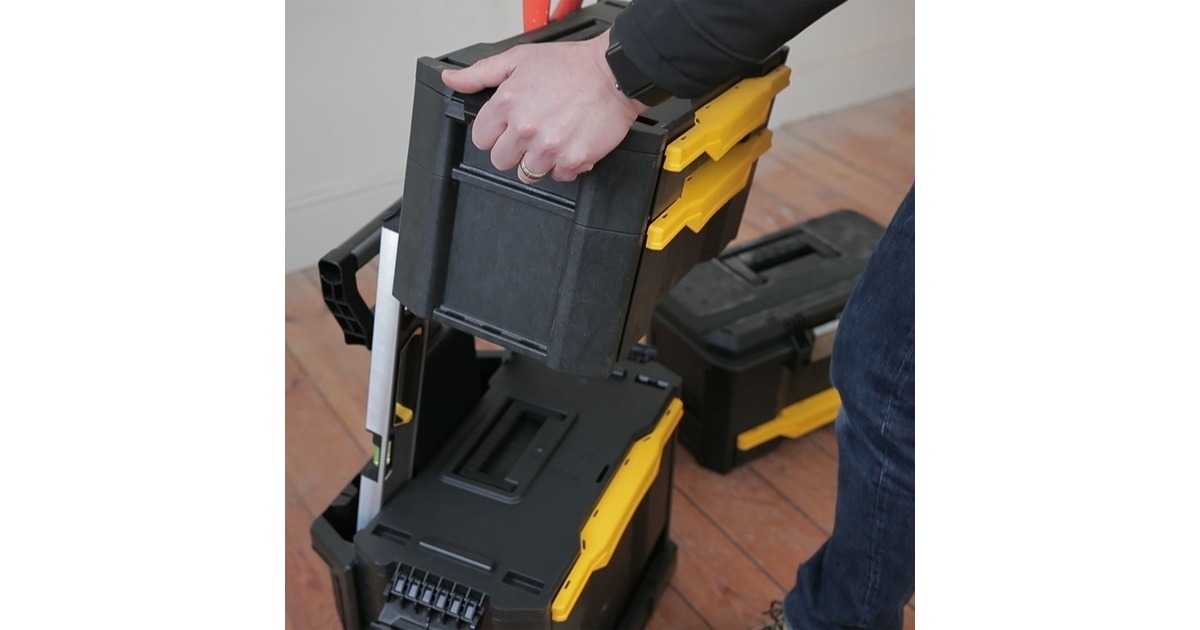 Stanley Rollende Werkstatt 3-in-1, Werkzeugwagen(schwarz/gelb, mit Trolley-Griff)