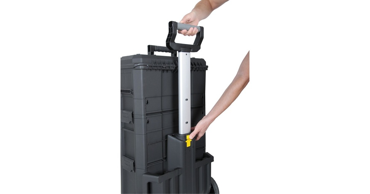 Stanley Rollende Werkstatt 3-in-1, Werkzeugwagen(schwarz/gelb, mit Trolley-Griff)