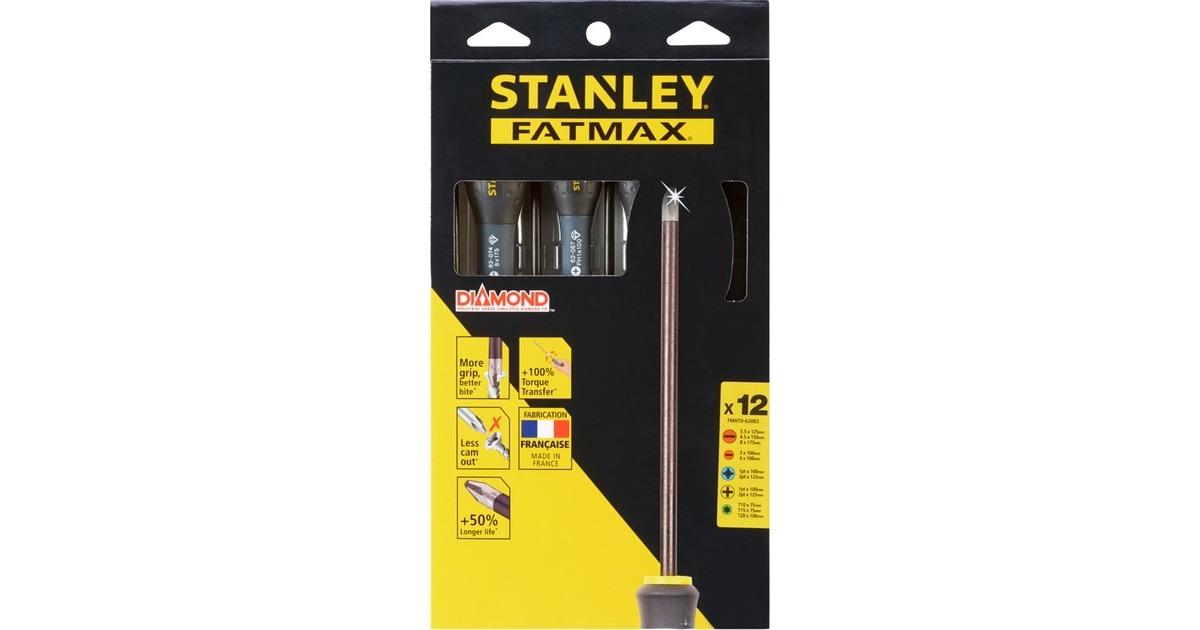 Stanley Schraubendreher-Set FatMax mit Diamantspitze, 12-teilig(schwarz)