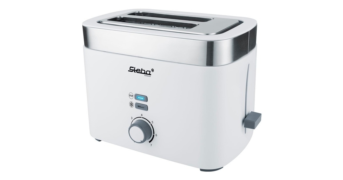 Steba Toaster TO 10 Bianco(weiß/edelstahl, 930 Watt, für 2 Scheiben Toast)