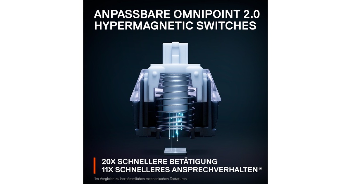 SteelSeries Apex Pro Mini Wireless, Gaming-Tastatur(schwarz, DE-Layout, SteelSeries OmniPoint 2.0)