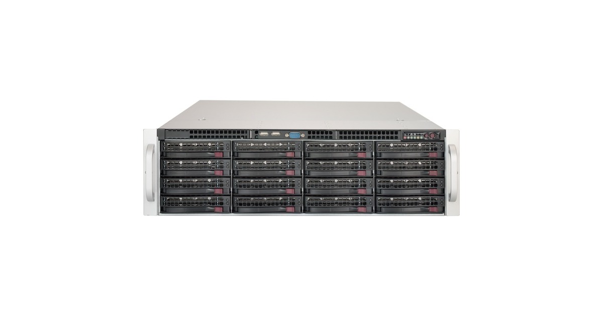 Supermicro CSE-836BE2C-R1K03JBOD, Rack-Gehäuse(schwarz, 3 Höheneinheiten, inkl.redundantes 1000-Watt-Netzteil)