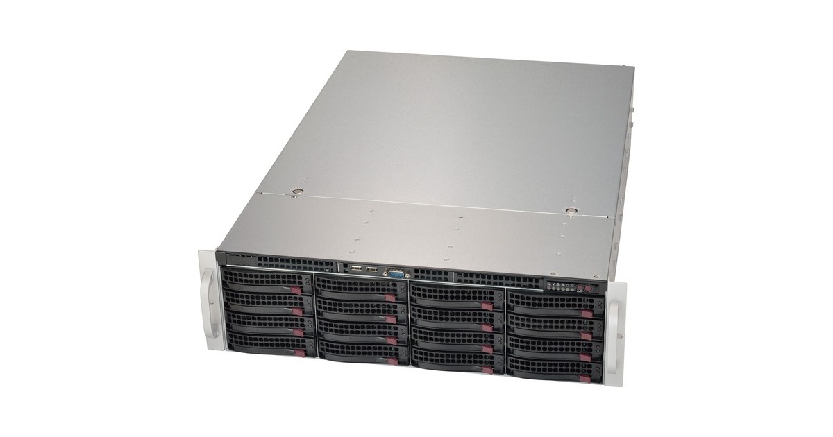 Supermicro CSE-836BE2C-R1K03JBOD, Rack-Gehäuse(schwarz, 3 Höheneinheiten, inkl.redundantes 1000-Watt-Netzteil)