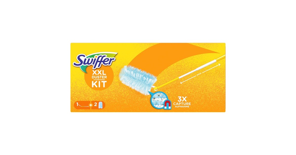 Swiffer Staubmagnet XXL Starterset (Teleskop-Griff + 2 Tücher), Staubwischer(gelb)