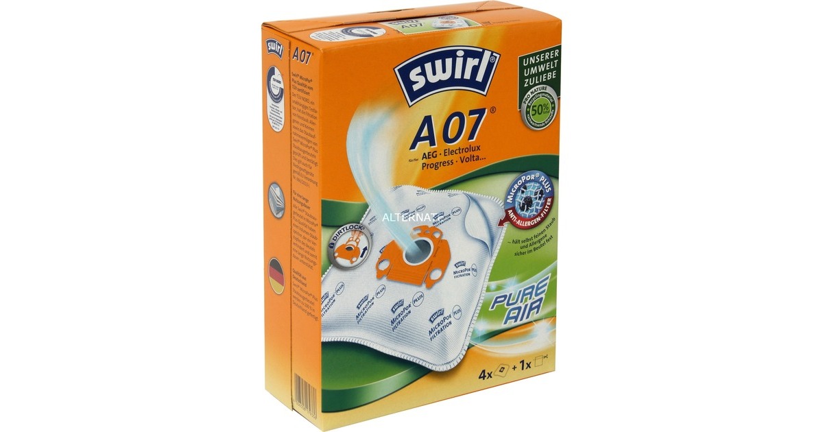 Swirl Staubsaugerbeutel A07 MicroPor Plus(4 Beutel, 1 Abluftfilter)