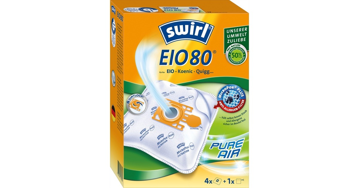 Swirl Staubsaugerbeutel EIO80 EcoPor(4 Stück)