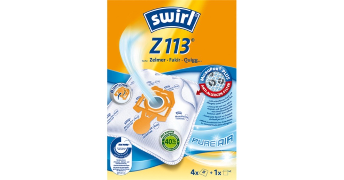 Swirl Staubsaugerbeutel Z113 EcoPor(weiß, 4 Stück)
