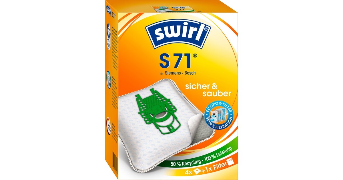 SwirlStaubsaugerbeutel S71 EcoPor(4 Beutel, 1 Abluftfilter)