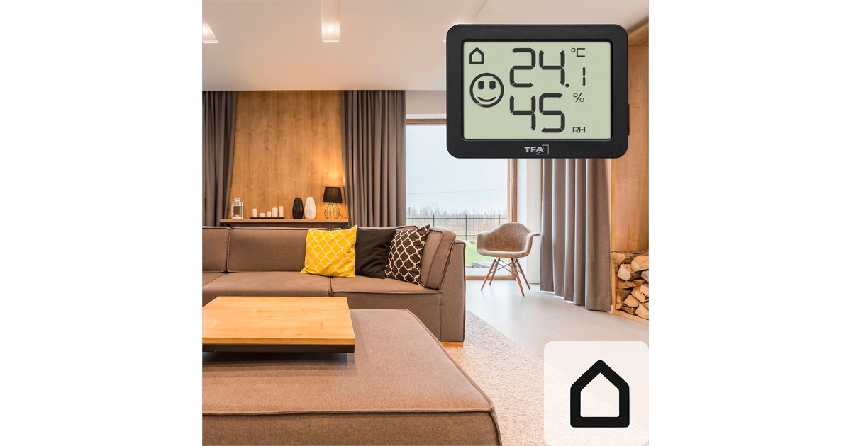 TFA Digitales Thermo-Hygrometer 30.5055, Thermometer(schwarz, 4 Einsatzgebiete: Raumklima, Musikinstrumente, Terrarium, Humidor)