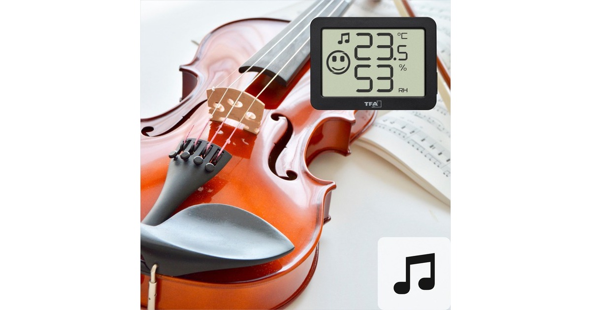 TFA Digitales Thermo-Hygrometer 30.5055, Thermometer(schwarz, 4 Einsatzgebiete: Raumklima, Musikinstrumente, Terrarium, Humidor)
