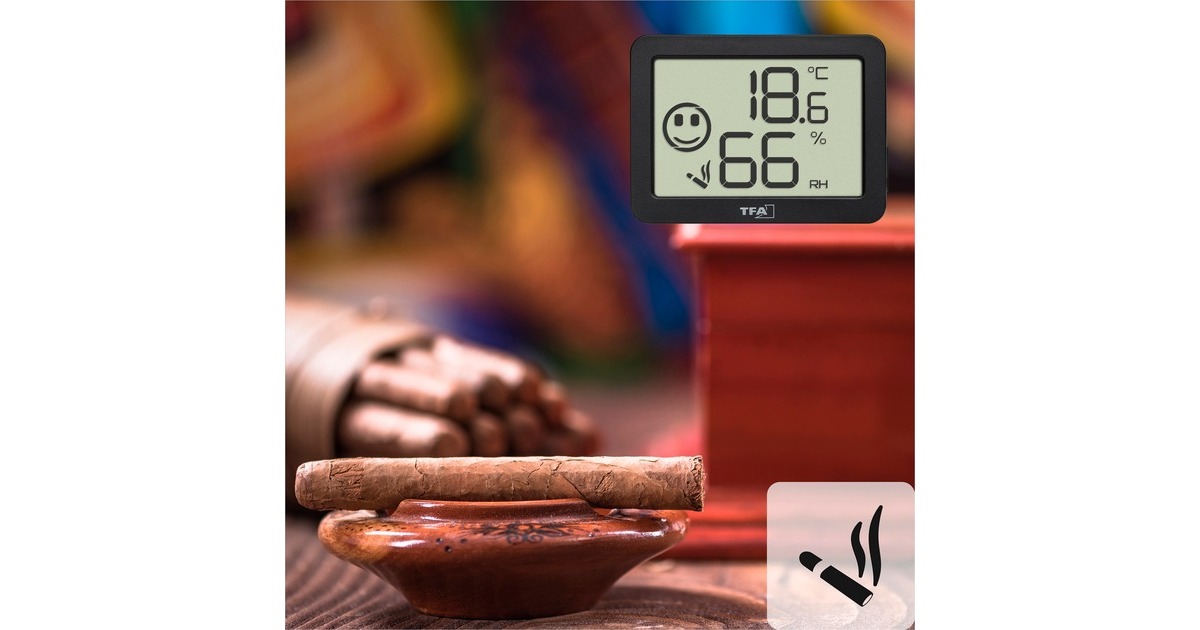 TFA Digitales Thermo-Hygrometer 30.5055, Thermometer(schwarz, 4 Einsatzgebiete: Raumklima, Musikinstrumente, Terrarium, Humidor)