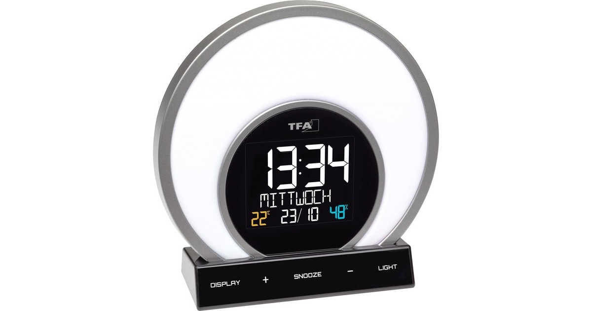 TFA Lichtwecker mit Farbwechsel-Stimmungslicht und Raumklima SOLUNA(schwarz/silber)