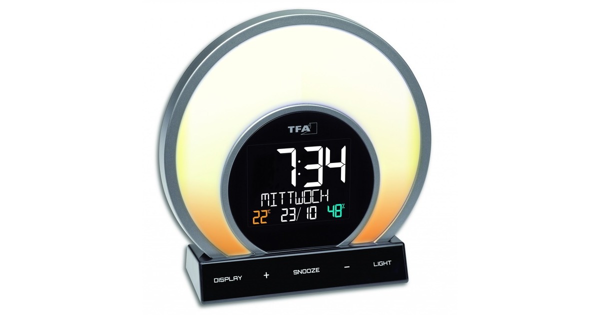 TFA Lichtwecker mit Farbwechsel-Stimmungslicht und Raumklima SOLUNA(schwarz/silber)