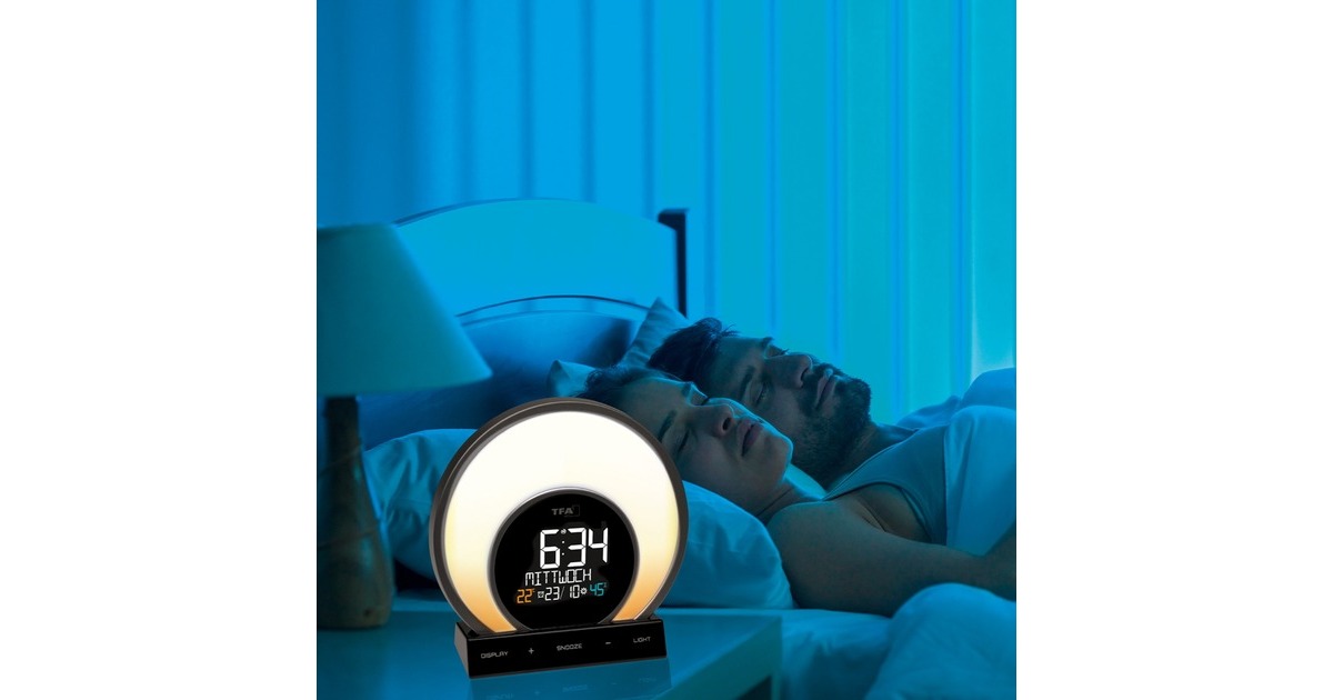 TFA Lichtwecker mit Farbwechsel-Stimmungslicht und Raumklima SOLUNA(schwarz/silber)