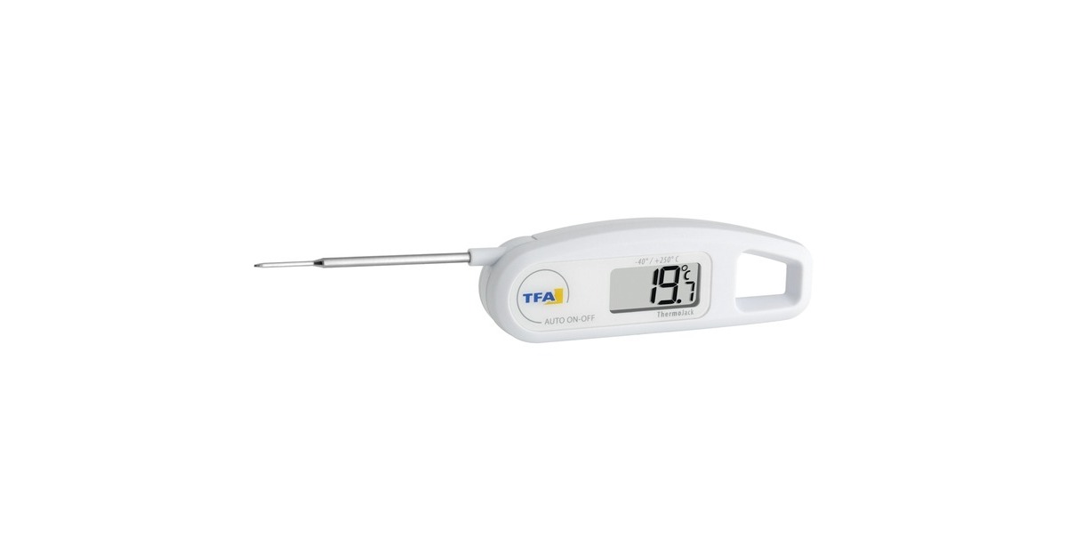 TFA Thermo Jack 30.1047, Thermometer(weiß, Klappthermometer im Taschenformat)
