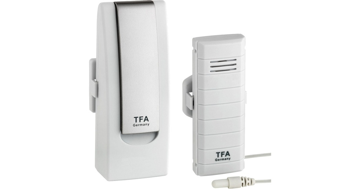 TFA Wetterstation-Set mit Temperatursender mit wasserfestem Kabelfühler(weiß)