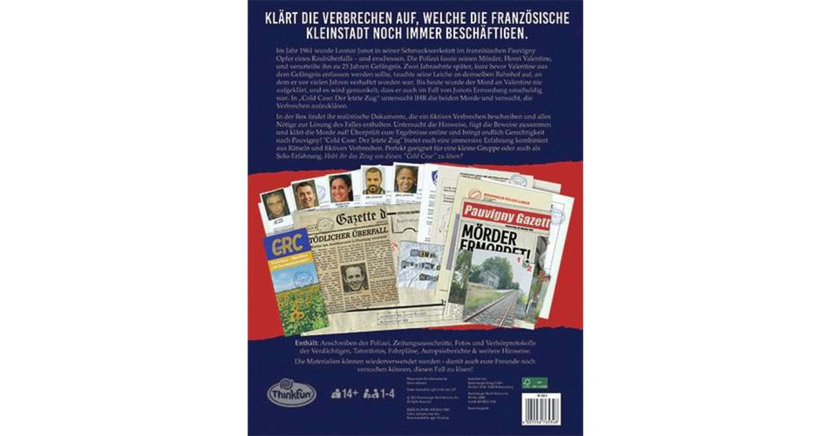 THINK FUN Cold Case: Der letzte Zug, Rätselspiel
