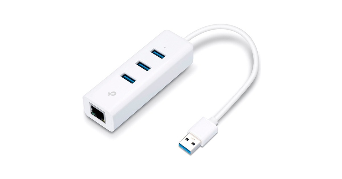 TP-Link 3-Port-USB3.0-Hub & Gigabit-Ethernet-Adapter, USB-Hub(weiß)