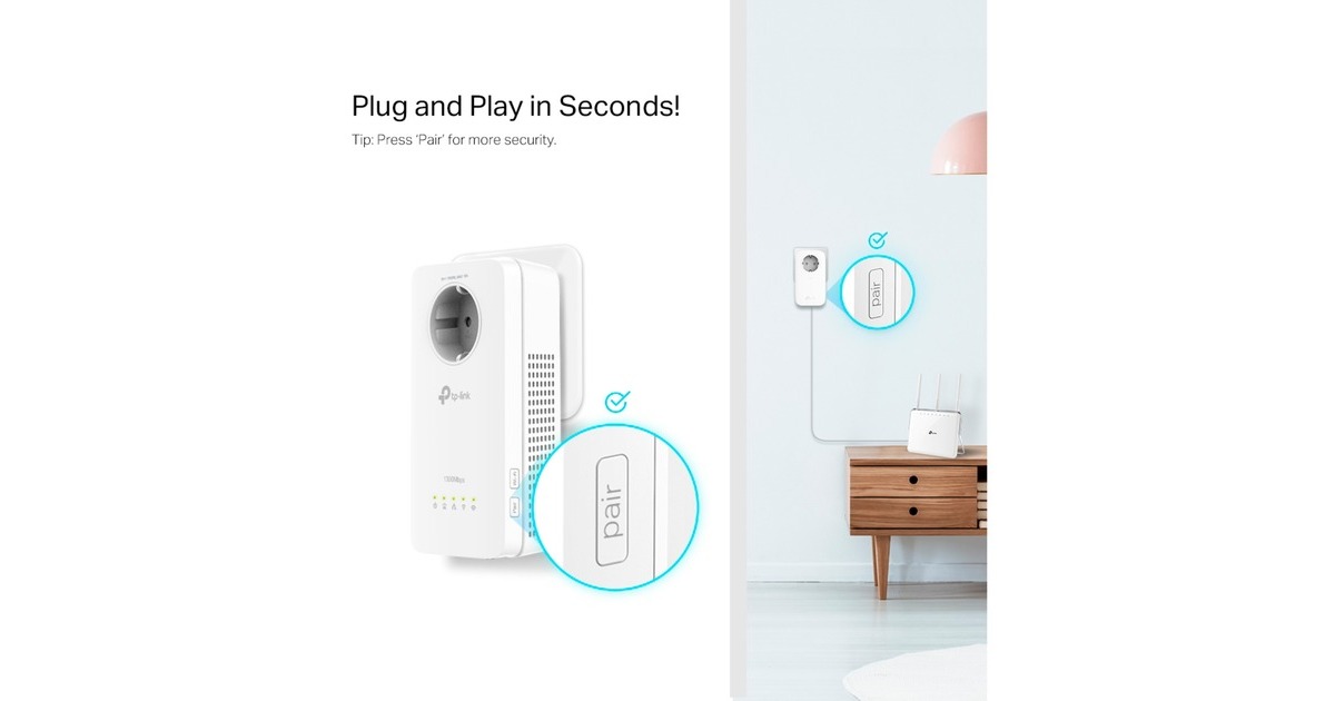 TP-Link TL-WPA1300P AV1300 Gigabit Passthrough Powerline ac Wi-Fi Kit