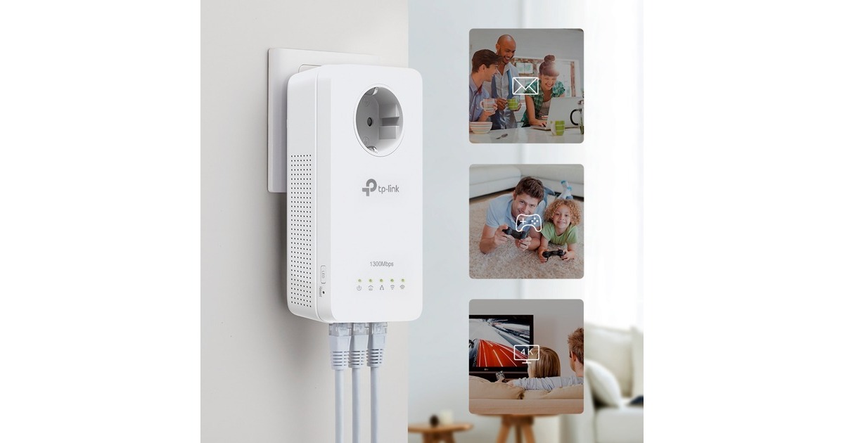 TP-Link TL-WPA1300P AV1300 Gigabit Passthrough Powerline ac Wi-Fi Kit
